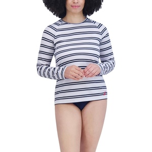 image:imageNautica Womens Long Sleeve Rashguard  QuickDry UPF Protection Swim Shirt Pool Beach Hiking Yoga VolleyballWhite Navy