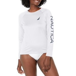 image:imageNautica Womens Long Sleeve Rashguard  QuickDry UPF Protection Swim Shirt Pool Beach Hiking Yoga VolleyballWhiteb