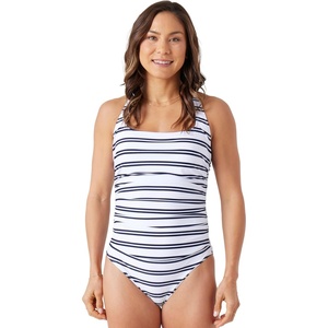 image:imageNautica Womens OnePiece Swimsuit  Slimming Tummy Control Bathing Suit QuickDry Fabric Bikini SwimsuitOcean Stripe