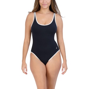 image:imageNautica Womens OnePiece Swimsuit  Slimming Tummy Control Bathing Suit QuickDry Fabric Bikini SwimsuitWhite Black