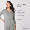 image:imageNautica 100 Cotton 34 Sleeve Pajama Shirt Sleep amp Lounge PJ Top for Women2 Pack BlackHeather Blue
