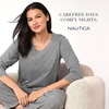image:imageNautica 100 Cotton 34 Sleeve Pajama Shirt Sleep amp Lounge PJ Top for WomenEggplant