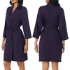 image:imageNautica 100 Cotton 34 Sleeve Short Robes Kimono Bathrobe for WomenEggplant