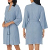 image:imageNautica 100 Cotton 34 Sleeve Short Robes Kimono Bathrobe for WomenHeather Blue
