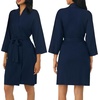 image:imageNautica 100 Cotton 34 Sleeve Short Robes Kimono Bathrobe for WomenNavy