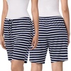 image:imageNautica 100 Cotton Pajama Bermuda Shorts Sleep amp Lounge PJ Bottoms Women2 Pack NavyNavy Stripe
