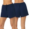 image:imageNautica 100 Cotton Pajama Boxer Shorts Sleep amp Lounge PJ Bottoms Women2 Pack NavyNavy Stripe
