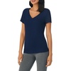 image:imageNautica 100 Cotton VNeck Pajama TShirts Sleep amp Lounge PJ Tops for Women2 Pack NavyBlack