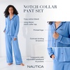 image:imageNautica 2Piece Notch Collar Pajama Set for Women ButtonUp Top amp Drawstring Pants Cotton Blend LightweightCounbl