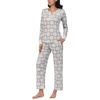 image:imageNautica Long Sleeve Henley Shirt Soft amp Silky Fleece Pajamas for Women SetGrey Snowflake