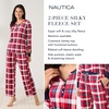 image:imageNautica Long Sleeve Henley Shirt Soft amp Silky Fleece Pajamas for Women SetPink Geo