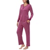 image:imageNautica Long Sleeve Henley Shirt Soft amp Silky Fleece Pajamas for Women SetPink Geo