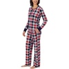 image:imageNautica Long Sleeve Henley Shirt Soft amp Silky Fleece Pajamas for Women SetRed