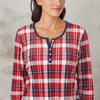 image:imageNautica Long Sleeve Henley Shirt Soft amp Silky Fleece Pajamas for Women SetRed Plaid