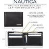 image:imageNautica Mens Bifold Leather Wallet  RFID Blocking  ID Window  Card Slots  Organization  Durable  StylishEnameled Logo  Black