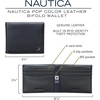 image:imageNautica Mens Bifold Leather Wallet  RFID Blocking  ID Window  Card Slots  Organization  Durable  StylishPop Color  NavyRed