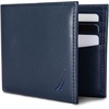 image:imageNautica Mens Bifold Leather Wallet  RFID Blocking  ID Window  Card Slots  Organization  Durable  Stylishmbroidered Sail  Navy