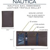 image:imageNautica Mens Trifold Wallet  RFID Blocking Protection  ID Window  Card Slots  Genuine Leather  DurableEmbossed Leather  Black