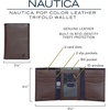 image:imageNautica Mens Trifold Wallet  RFID Blocking Protection  ID Window  Card Slots  Genuine Leather  DurablePop Color  NavyRed