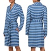 image:imageNautica Soft Sweater Knit Long Sleeve Robes Knee Length Bathrobes for WomenBlue Stripe
