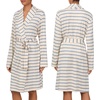 image:imageNautica Soft Sweater Knit Long Sleeve Robes Knee Length Bathrobes for WomenOatmeal Stripe