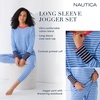 image:imageNautica Striped Lightweight Cotton Pajama PJ Set for Women Womens Long Sleeve PJs Pajamas Crewneck Shirt amp Jogger Pants SetsNavy Stp