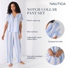 image:imageNautica Womens Button Up Pajama Set  2Piece Summer Lightweight PJ Set  Top and Pants  Lounge and Sleep Sets for WomenBlue Stripe