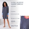 image:imageNautica Womens MidThigh Crew Neck Pajama Sleepshirt Color Block Stripe Soft Breathable Jersey CottonRayonNavy Stp