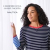 image:imageNautica Womens MidThigh Crew Neck Pajama Sleepshirt Color Block Stripe Soft Breathable Jersey CottonRayonNavy Stp