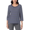 image:imageNautica 100 Cotton 34 Sleeve Pajama Shirt Sleep amp Lounge PJ Top for WomenNavy Stripe