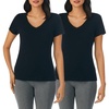 image:imageNautica 100 Cotton VNeck Pajama TShirts Sleep amp Lounge PJ Tops for Women2 Pack BlackBlack