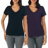 image:imageNautica 100 Cotton VNeck Pajama TShirts Sleep amp Lounge PJ Tops for Women2 Pack PurpleBlack