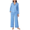 image:imageNautica 2Piece Notch Collar Pajama Set for Women ButtonUp Top amp Drawstring Pants Cotton Blend LightweightCounbl