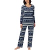 image:imageNautica Long Sleeve Henley Shirt Soft amp Silky Fleece Pajamas for Women SetMixed Blue