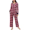 image:imageNautica Long Sleeve Henley Shirt Soft amp Silky Fleece Pajamas for Women SetRed Plaid