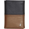 image:imageNautica Mens Trifold Wallet  RFID Blocking Protection  ID Window  Card Slots  Genuine Leather  DurableTwo Tone  BlackCognac