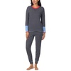 image:imageNautica Striped Lightweight Cotton Pajama PJ Set for Women Womens Long Sleeve PJs Pajamas Crewneck Shirt amp Jogger Pants SetsNavy Stp
