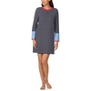 image:imageNautica Womens MidThigh Crew Neck Pajama Sleepshirt Color Block Stripe Soft Breathable Jersey CottonRayonNavy Stp