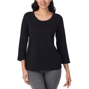 image:imageNautica 100 Cotton 34 Sleeve Pajama Shirt Sleep amp Lounge PJ Top for WomenBlack