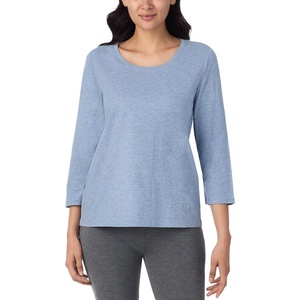 image:imageNautica 100 Cotton 34 Sleeve Pajama Shirt Sleep amp Lounge PJ Top for WomenHeather Blue