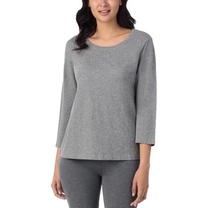 image:imageNautica 100 Cotton 34 Sleeve Pajama Shirt Sleep amp Lounge PJ Top for WomenHeather Grey