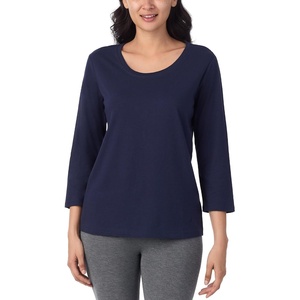 image:imageNautica 100 Cotton 34 Sleeve Pajama Shirt Sleep amp Lounge PJ Top for WomenNavy