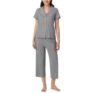 image:imageNautica 100 Cotton Matching 2 Piece Button Down Pajamas for Women SetHeather Grey