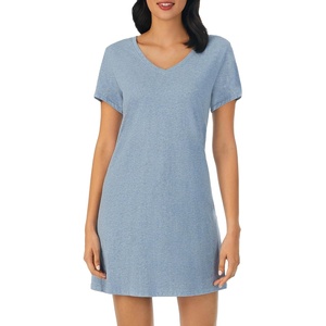 image:imageNautica 100 Cotton Pajama Tshirt Dress Night Shirt Nightgowns for WomenHeather Blue