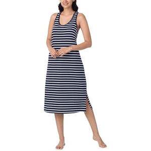 image:imageNautica 100 Cotton Sleeveless Racerback Nightgowns Sleep Dress for WomenNavy Blue Stripe