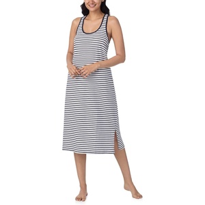 image:imageNautica 100 Cotton Sleeveless Racerback Nightgowns Sleep Dress for WomenWhite Stripe