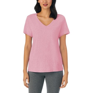 image:imageNautica 100 Cotton VNeck Pajama TShirts Sleep amp Lounge PJ Tops for WomenHeather Pink