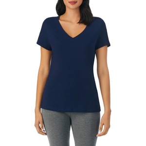 image:imageNautica 100 Cotton VNeck Pajama TShirts Sleep amp Lounge PJ Tops for WomenNavy