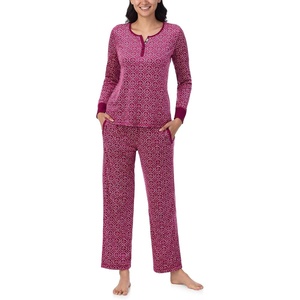image:imageNautica Long Sleeve Henley Shirt Soft amp Silky Fleece Pajamas for Women SetPink Geo