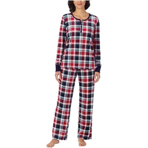 image:imageNautica Long Sleeve Henley Shirt Soft amp Silky Fleece Pajamas for Women SetRed